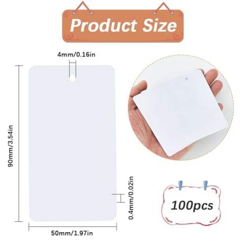 SOFPLATE 100Pcs Blank White Shipping Tags Waterproof Plastic Tags Rectangle 5 x 9cm Hanging Name Identification Eyelet Tag Wires Labeling for Identify Name ID Card Handbag Luggage Outdoor Tagging — view 2