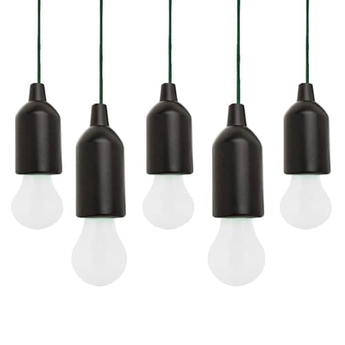POCKETMAN LED Pull Cord Light Bulb Camping Tent Hanging Night Lamp 5Pack White Light Portable Night Light for Party, Weddings, Festivals Lighting, Camping