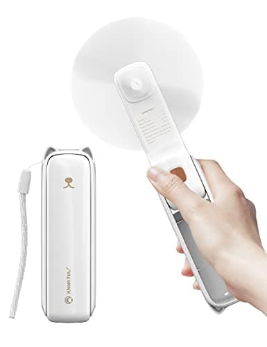LETSCOL Handheld Mini Fan, 3 in 1 Hand Held Cooling Device, Portable and Personal with Power Bank & Flashlight, Foldable for Travel, Desk, Makeup (White)