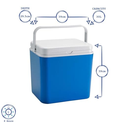 Harbour Housewares 30L Cool Box – Blue Large Insulated Portable Cooler, Camping Ice Chest for Picnic, Beach, Travel, Road Trips, Festivals & Outdoor Food & Drink Storage — view 5