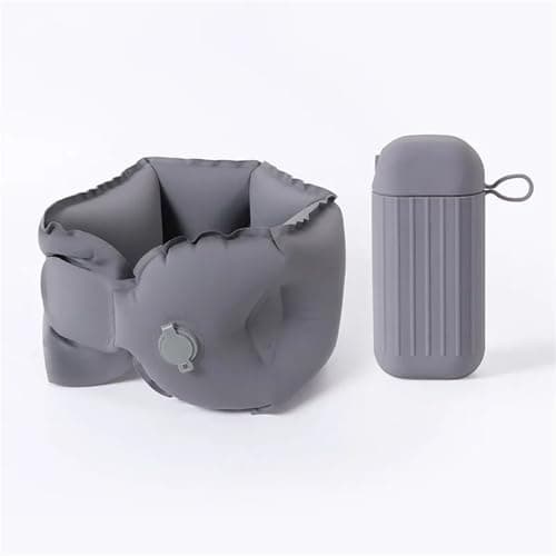 Pocket Size Inflatable U-Shaped Travel Pillow Portable Lightweight Neck Support For Car Sleeping Rest Ice Silk(Grey) — view 4