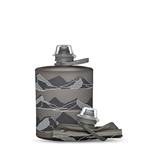 HydraPak Stow Moutains (500mL) - Mammoth Grey - Foldable Water Bottle - Ultra Light and Foldable Travel Bottle for Skiing, Hiking, Cycling or Climbing
