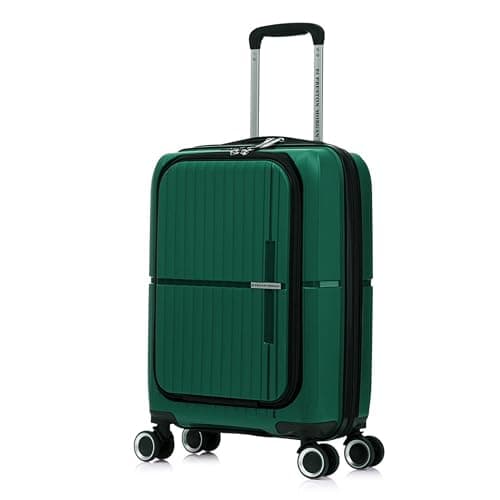 Preston Morgan 21" 55x37x20cm Cabin Suitcase for Ryanair, EasyJet, TUI, Wizzair, BA, Lightweight Rolling Laptop Travel Case on 4 Wheels and Built in TSA Lock | Green