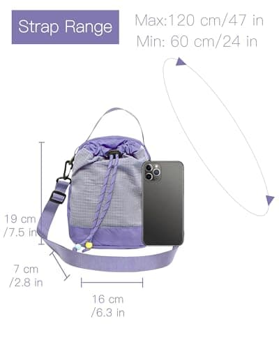 HAUMAUH Crossbody Sling Bag for Women & Men | Shoulder Small Bags with Water Bottle Holder | Lightweight for Travel Hiking Beach & Outdoor Activities (Purple) — view 4