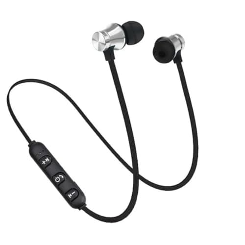 Wireless Earbuds & Bluetooth Headphones: Magnetic Neckband, In-Ear Bluetooth Earphones with Microphone, IPX6 Sweatproof, Deep Bass - Perfect for Calls, Music, Sports - Lightweight (silver)