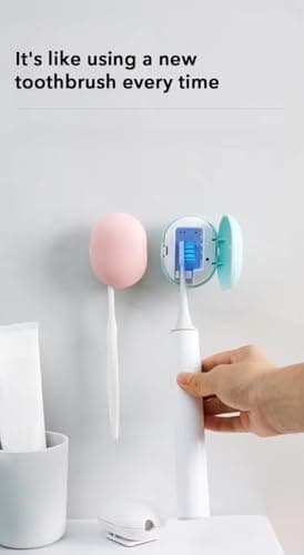Toothbrush Sanitizer (pink) Portable/Wall Mounted USB charging UVC protection — view 3