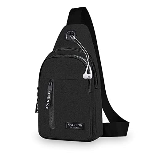 Yafe Small Shoulder Backpack, Lightweight Nylon Rucksack Bag, Black