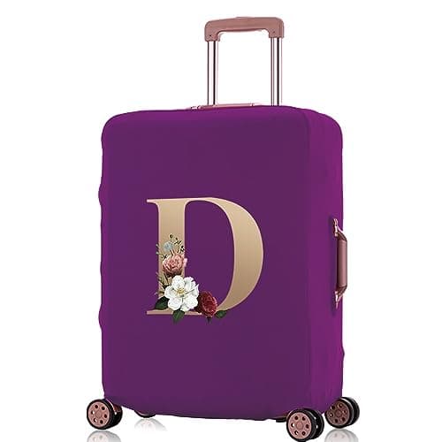 Printed Design Travel Trolley Case Cover Protector Washable Suitcase Cover Luggage Storage Covers for 18-28 Inch Luggage Cover (Purple-Gold D, M (22-25 inch Luggage))