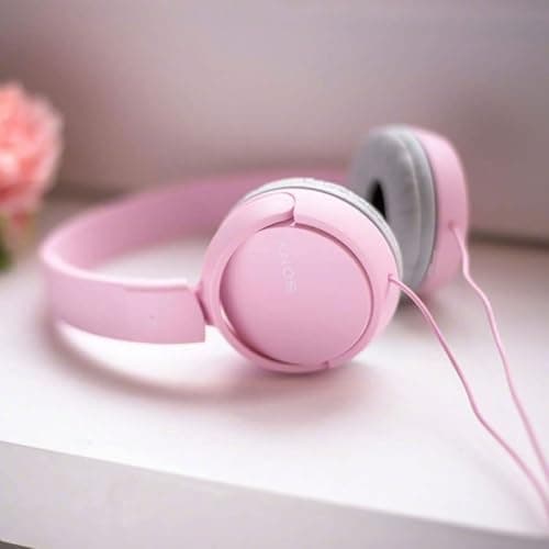 Sony MDR-ZX110 Wired Overhead Headphones, Neodymium Dynamic Drivers, Swivel Fold Design - Pink — view 3