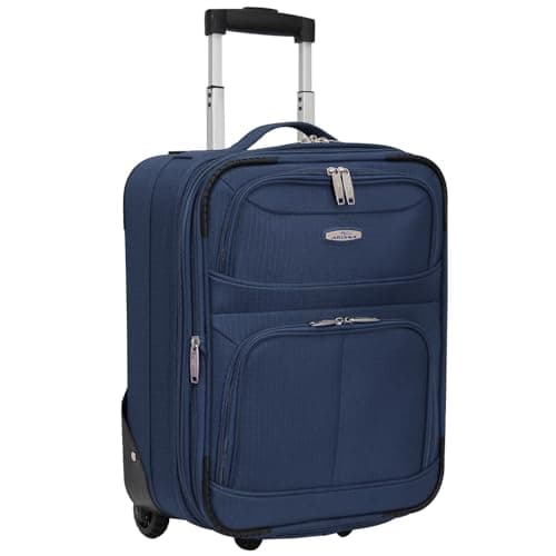 ARIANA® Lightweight Hand Luggage Cabin Size Trolley Suitcase Easyjet Underseat Cabin Carry On Travel Bag 45x36x20cm (Navy)
