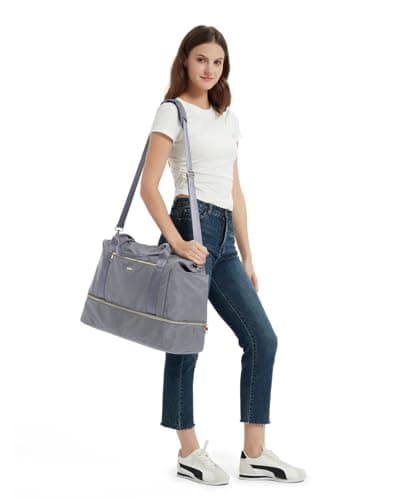 WANDF 45x36x20 Cabin Bag for EasyJet Airlines Underseat Carry on Hand Luggage with Shoe Compartment, Wet Pocket & TSA Approved Quart Size Bag, Travel Duffel Holdall for Women and Men (Grey) — view 5