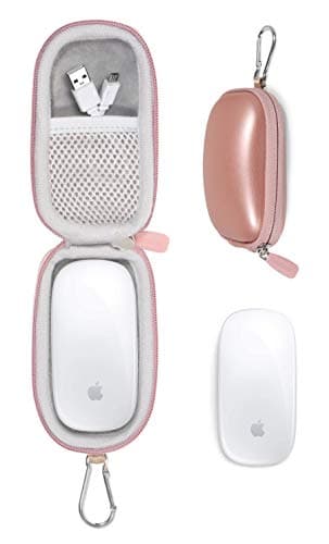 CaseSack Case for Apple Magic Mouse 1 and Magic Mouse 2, Strong Travel Carrying Case, Mesh Accessories Pocket, Detachable Wrist Strap (Rose Gold)
