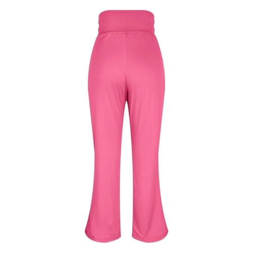 Ladies Fleece Lined Leggings Womens Fleece Lined Leggings UK High Waisted Thermal Flared Legging Casual Soft Stretchy Pants Thick Plush Trousers Fashion Winter Warm Solid Bottoms Hot Pink M — view 5