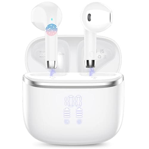 POMUIC Wireless Earbuds, HiFi Stereo Deep Bass,Bluetooth 5.3 Headphones with 4 ENC Noise Cancelling Mic,40H Playtime, IPX7 Waterproof Bluetooth Earphones, Bluetooth Earbuds Dual LED Display,2025
