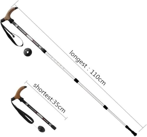 KUNANG Trekking Pole Telescopic Walking Hiking Stick Pole Adjustable Telescopic Pole Anti Shock Walking Hiking Stick (black) — view 2