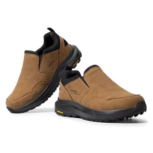 FitVille Extra Wide Slip-On Trainers for Men Comfortable Outdoor Walking Hiking Shoes, Foot Pain Relief Wide 11 UK Dune Brown — view 6