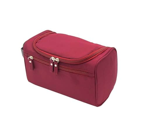 ONEGenug Hanging Toiletry Bag for Men & Women, Travel Wash Bag Cosmetics Makeup Bag Organizer for Travel Essentials with Handle Red — view 6