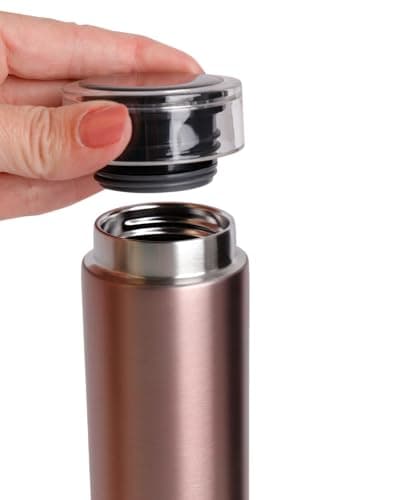 Décor Double Wall Stainless Steel Travel Mug - Keeps 4 Hours Hot - 12 Hours Cold - Car Cup Holder Compatible - Removable Screw Top Lid - 300ml Rose Gold. — view 4