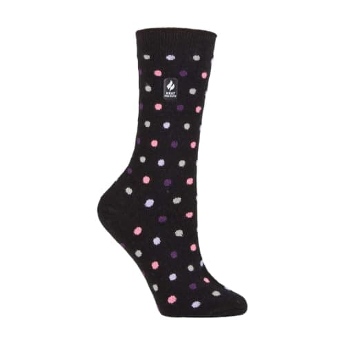 HEAT HOLDERS Ultra Lite - Ladies Thin Lightweight 1.0 TOG Winter Warm Casual Thermal Dress Socks (4-8 uk, Black/Purple (Nicosia))