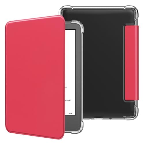 VOVIPO Case Clear Back With Cover for 6" All-New Kindle (11th Generation-2024/2022 Release), Ultra Slim Clear Soft Flexible Transparent TPU Back Cover with Auto Wake/Sleep -Watermelon Red
