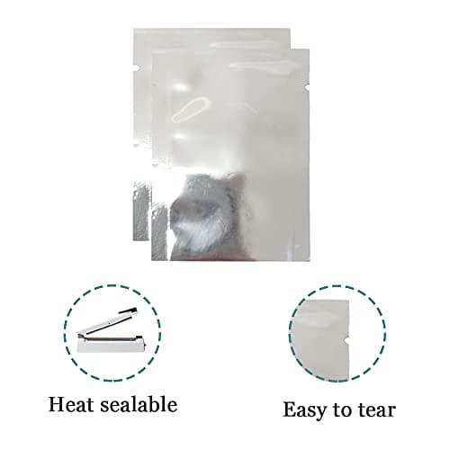 WACCOMT Pack 100pcs Silver Mylar Foil Bags Heat Seal 8x12 cm (3.1x4.7 inch) — view 3