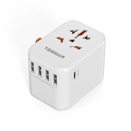 TESSAN 30W Universal Power Adapter with 5 USB Outlets(1 USB C)