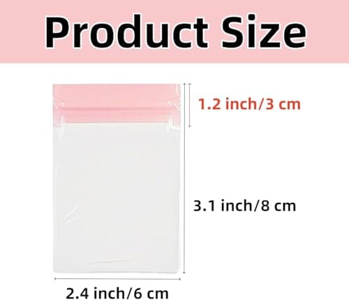 WACCOMT Pack 20pcs Clear EVA Anti Tarnish Jewelry Storage Bags Resealable Small Pink Clear Plastic Thickened Travel Portable Jewelry Pouches for Ring Earing Necklace Bracelet (2.4x3.1 inch) — view 2