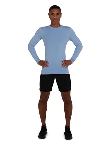 PowerLayer Compression Tops for Men Base Layers Men's Running Top Thermal Shirt - Ice Blue, L — view 2