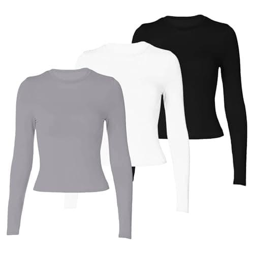 Cosy Jumpers Women 3 Pack Thermal Tops Womens Thermal Base Layers Cosy and Quick Dry Fabric,Long Sleeve Shirts Comfort for Hiking Skiing Long Sleeve Tops — view 2