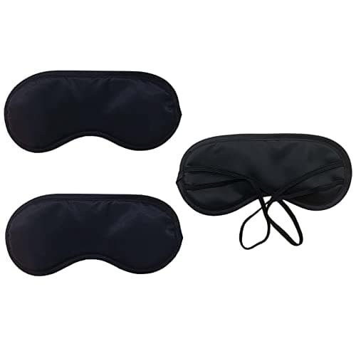 Mebamce 3 PCS Sleep Mask, Eye Mask for Sleeping, Adjustable Strap, Black