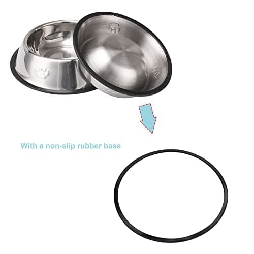 Cat Feeding Bowls, Non-Slip Stainless Steel Pet Set of 2, Metal Kitten Water & Food Dishes - Drop-Proof and Easy to Clean — view 5