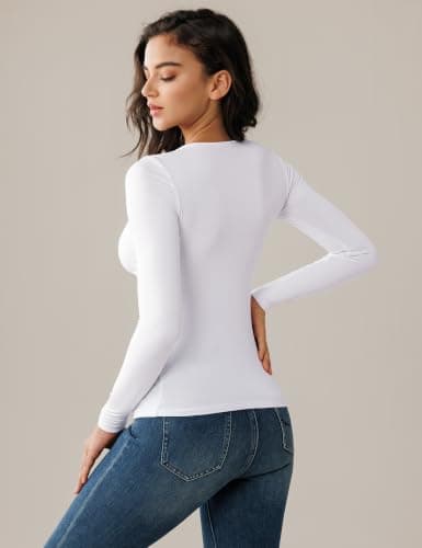 Harlamvar Ladies Long Sleeve Tops Outdoor Workout Fitted Base Layer Shirt — view 3
