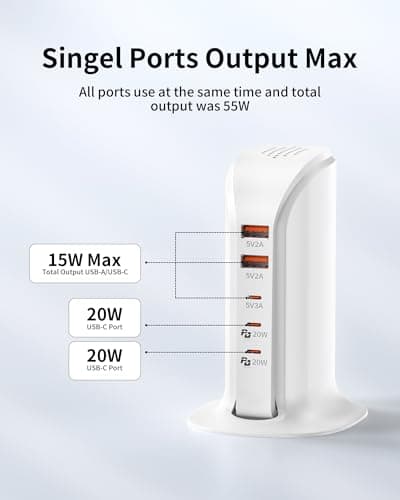 VPSUN 35W USB C Charging Station, 5-Port Charger with 3 USB-C & 2 USB-A — view 6
