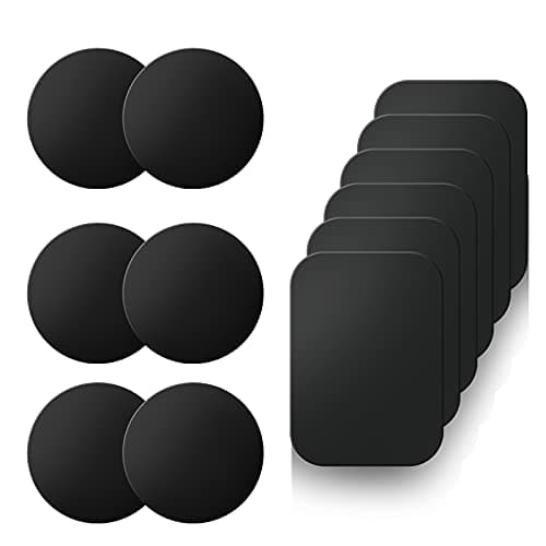 LIUCOLI Metal Plates for Magnetic Phone Holder, Universal Car Mount Phone Plate 12 Pack - Thin Self Adhesive Metal Plate for Automobile Phone Magnet Sticker, 6 Round and 6 Rectangle