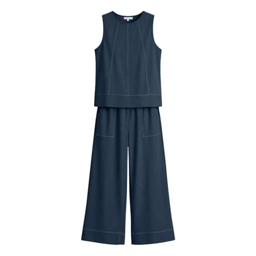 Slxbear Petite Co Ord Sets for Women Summer Casual 2 Piece Outfits Crew Neck Sleeveless Tank Top Drawstring Capri Pants Loose Fit Lounge Set Going Out Outfit Travel Vacation Streetwear L — view 6