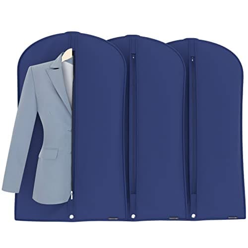 HANGERWORLD Pack of 3 Navy Blue Breathable Suit Garment Clothes Cover Bags-40" (100cm) — view 3