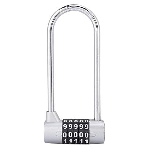 U Shaped Cabinet Combination Lock, Resettable Gate Lock (Silver)
