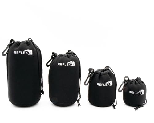 REFLEX CAMERA Drawstring Camera Lens Pouches 4 Pack (S/M/L/XL) Thick Padded Pouch Set for Maximum Protection Waterproof Shockproof Dust Resistant Neoprene Cases for Canon, Nikon, Pentax, Sony, Olympus — view 4