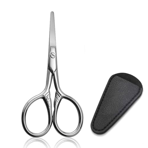 Beard Scissors for Moustache Nose Hair Eyebrow, Small Travel Size Trimmer