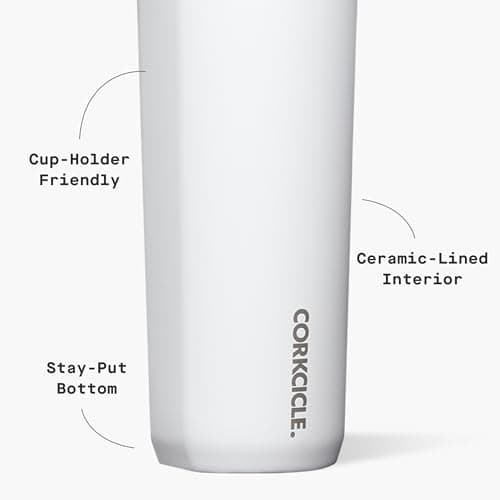 Corkcicle Commuter Cup Travel Mug - Insulated Coffee Mug with Lid - Keeps Drinks Cold 18 Hours - 360° Spill-Proof Sip Lid - Holdiay Gift - Great for Gifting Warmth - 17 oz - Gloss White — view 4