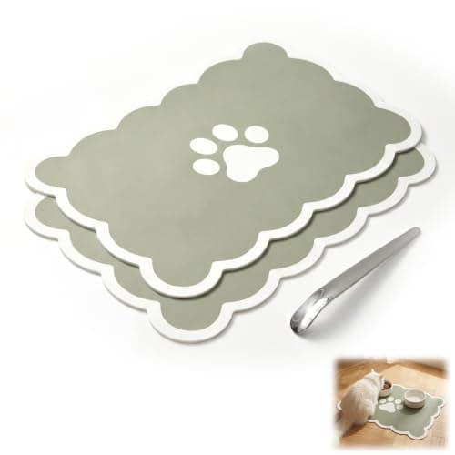 Guttiuaa 2 Pcs Pet Food Mat, 30x50cm Absorbent Dog Feeding Mats