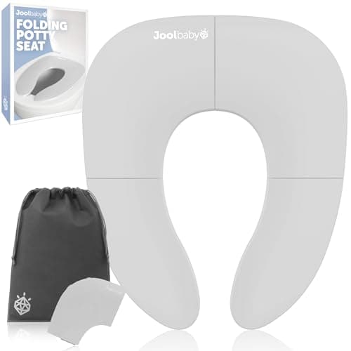 Jool Baby Folding Travel Potty Seat for Girls, Fits Round & Oval Toilets, Non-Slip Suction Cups, Includes Free Travel Bag (Grey)