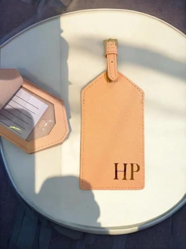 Personalised Passport Holder with Initials & Luggage Tag Set | Travel Wallet Gift for Women & Men | PU Leather Passport Cover | Honeymoon Accessories | Bridesmaid Gift Travel Set — view 6