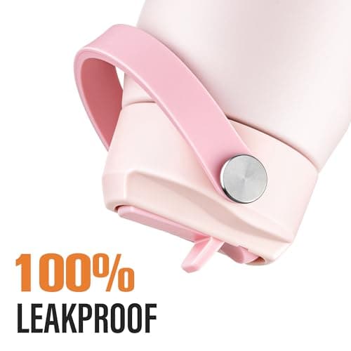 OLDLEY 750ml Insulated Water Bottle with Straw, Stainless Steel Water Bottles with Handle, Leakproof BPA Free Vacuum Metal Flask Keep Hot and Cold for Sports, Travel, Hiking (Pink) — view 3