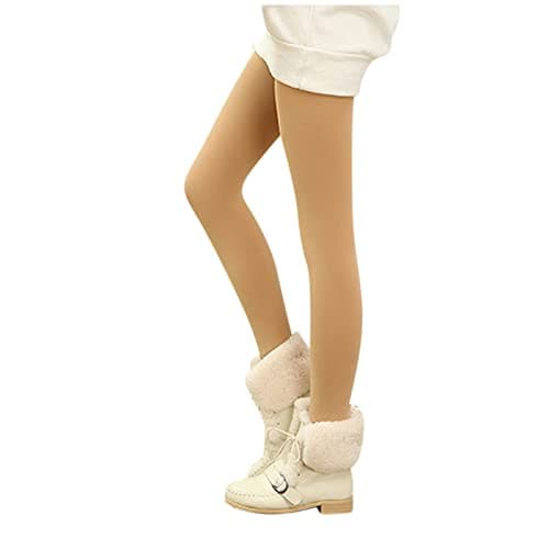 Thermal Leggings Women Girls Faux Fur Fleece Lined Leggings Petite High Waisted Tummy Control Base Layer Bottom Ladies Stretch Winter Thick Warm Joggings Cold Weather Fluffy Bum Lift Yoga Pants 6x 5xl — view 4