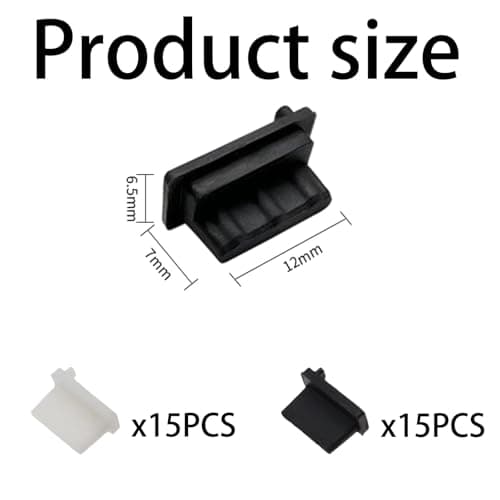 HoAhaMay 30pcs Silicone USB-A Dust Cover, Dust Cover Plug USB-A for Desktop PC, Laptop, Socket Charger, USB 2.0/3.0 Ports, Protects Any USB-A Connector (Black/White) — view 2