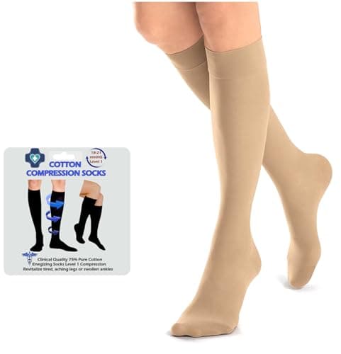 Kensington 75% Cotton Compression Socks Women & Men 18–21 mmHg Nude 6-8