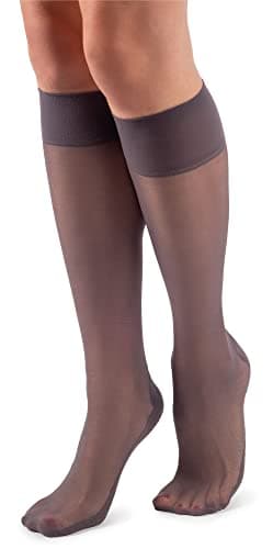 NOQ Womens massaging the foot knee-highs socks transparent semi-matte pressure-free knee long stocking tights socks massage sole 20 DEN Active, Graphite — view 2
