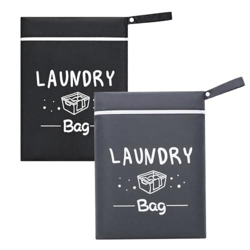 2 Pcs Travel Laundry Bags for Dirty Clothes, Waterproof Wet Bag with Zipper & Handle, Washable Small Laundry Bag for Travelling, Swimming, Gym, Camping and Family Vacation