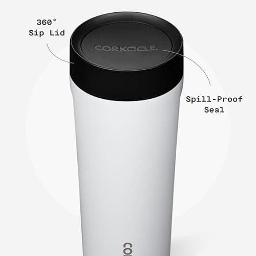 Corkcicle Commuter Cup Travel Mug - Insulated Coffee Mug with Lid - Keeps Drinks Cold 18 Hours - 360° Spill-Proof Sip Lid - Holdiay Gift - Great for Gifting Warmth - 17 oz - Gloss White — view 5